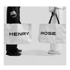 Henry Rose ONE Large Sturdy White Tote Bag with Black Handles NWT